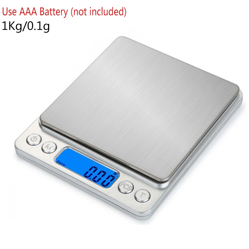 1kg-0.1g Ювелирные весы 3 кг/0,1 г USB lcd Цифровые электронные весы для взвешивания Высокая Точность ювелирные граммы весы для кухни - Цвет: 1kg-0.1g