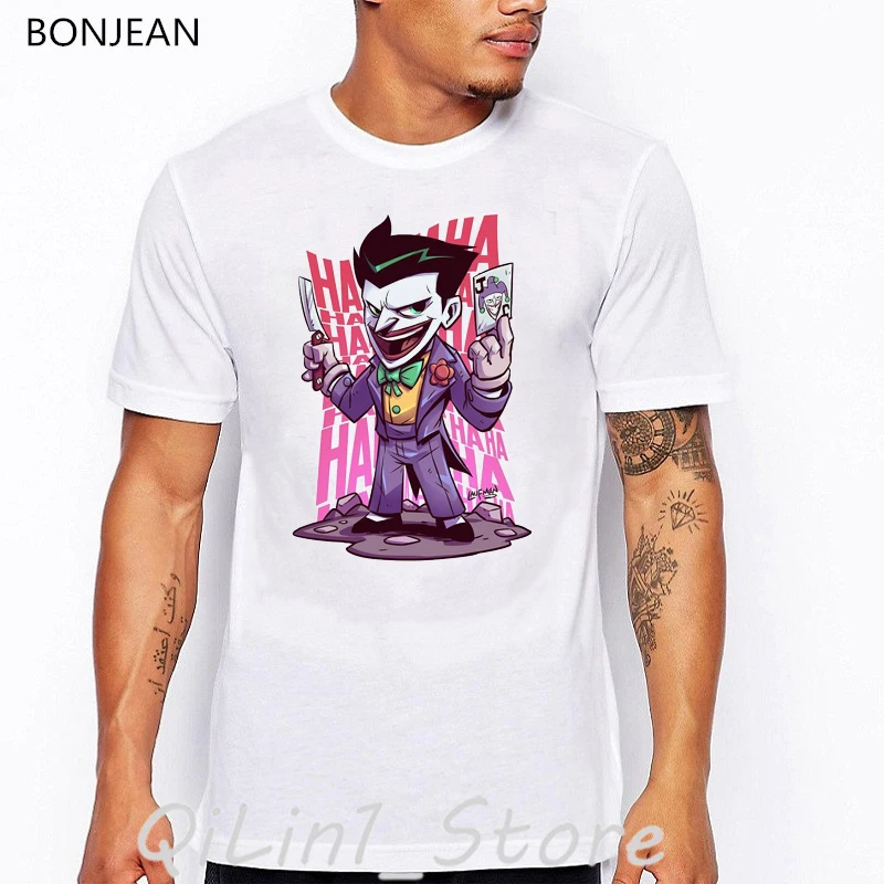 Мужская отряд самоубийц Джокер Почему так тяжкие графические Забавные футболки homme Харли Куинн печатных уличная хип хоп Футболка - Цвет: 92582