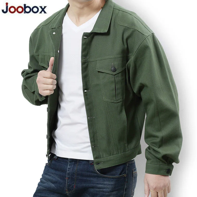 

Spring and Autumn Men's Large Size Jacket Men's Korean Edition Loose Casual Denim Jacket Color Black/Army Green Size L-7XL 2019