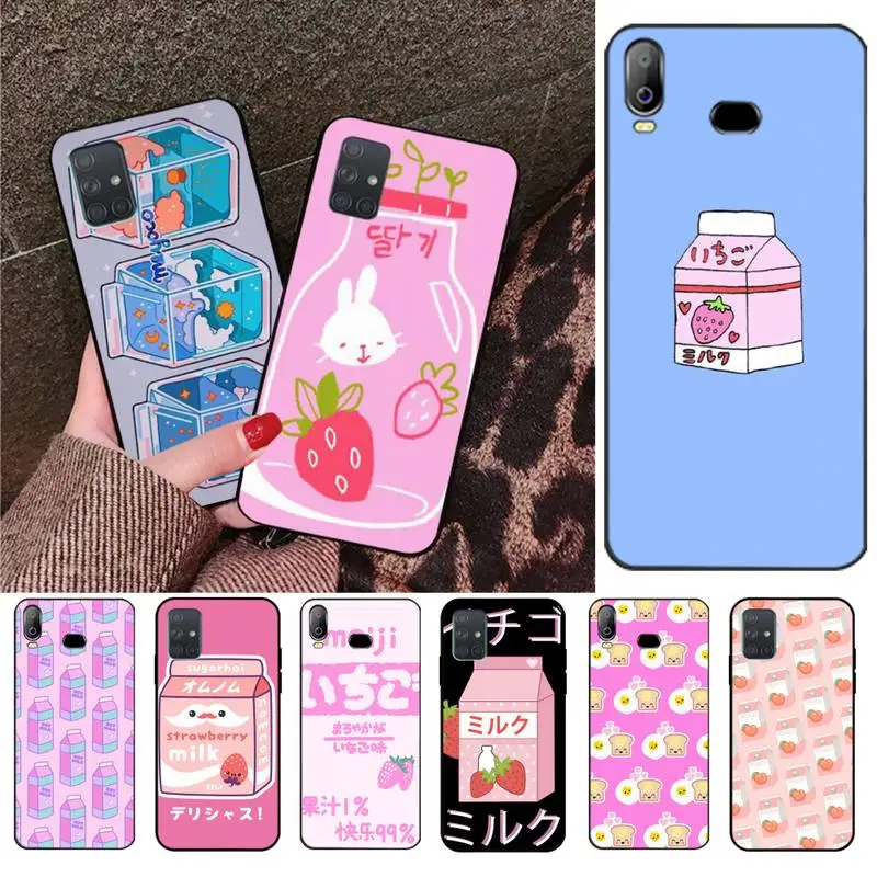 Kawaii японская клубника молоко еда мягкий чехол для телефона Samsung Galaxy A01 A11 A31 A81 A10 A20