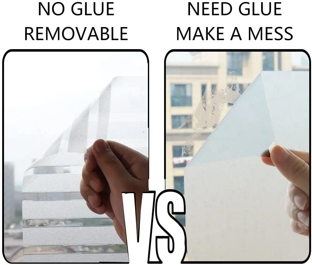 YaJing Window Film Privacy Frosted Window Sticker Self Adhesive No Glue Film Vinyl Static Cling Door Glass for Home Office