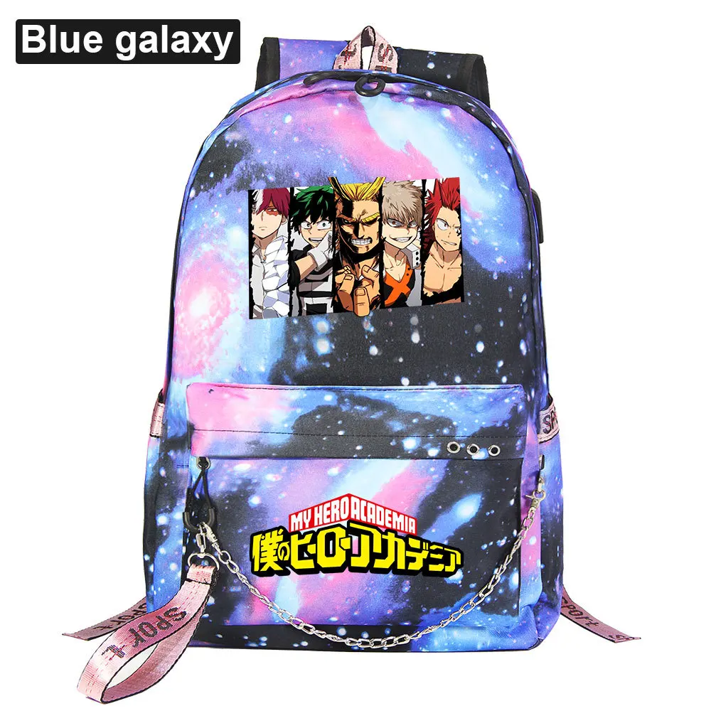 Рюкзак My Hero Academy Plus Ultra USB, школьные сумки, черный, розовый, Mochila, дорожные сумки, рюкзак на цепочке для ноутбука, с usb-портом - Цвет: Style 21
