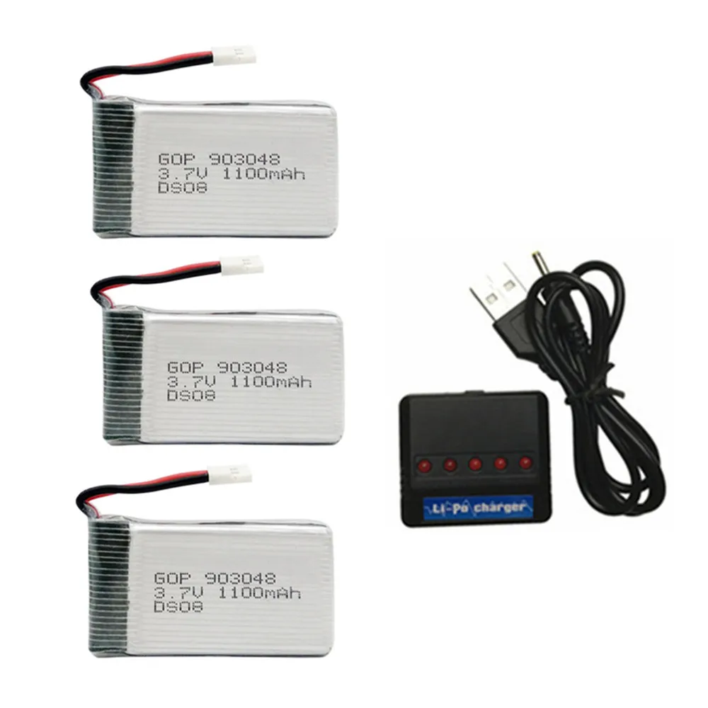 3,7 V 1100mAh 903048 Lipo аккумулятор для SYMA X5S X5C X5SC X5SW M18 H5P X5 HuanQi 859B 727 RC Дрон части li-po аккумулятор 3,7 v+ зарядное устройство - Цвет: Красный