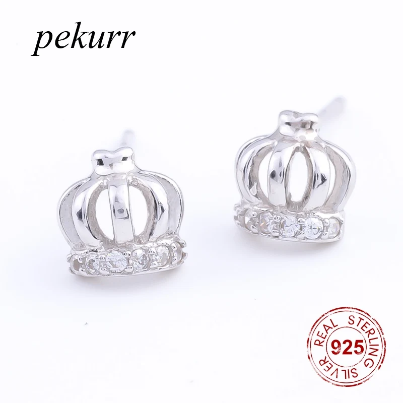 Pekurr 925 пробы серебряные полые циркон круглый фонарь серьги-гвоздики для женщин