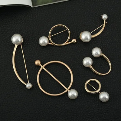 

5PC Korean New Pearl Brooch Women's Open Shirt Pearl Brooch Fashion Ladies Round Pin Badge Sweater Coat Jewelry Brooches Girl