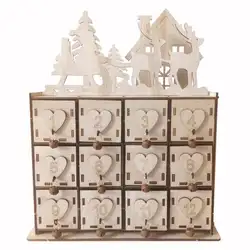 Рождественский календарь коробка для хранения деревянных ювелирных изделий макияж коробка для хранения Сделай Сам мини-шкаф