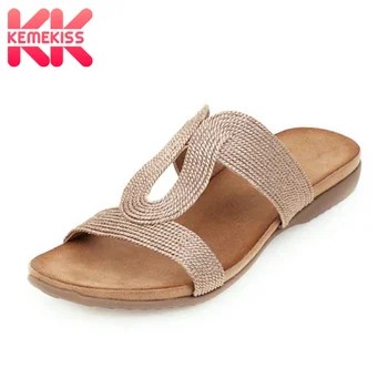

KemeKiss Summer Women Sandals Shoes Fashion Flat Slippers Shoes Women New Design Slip On Low Platform Casual Footwear Size 35-43
