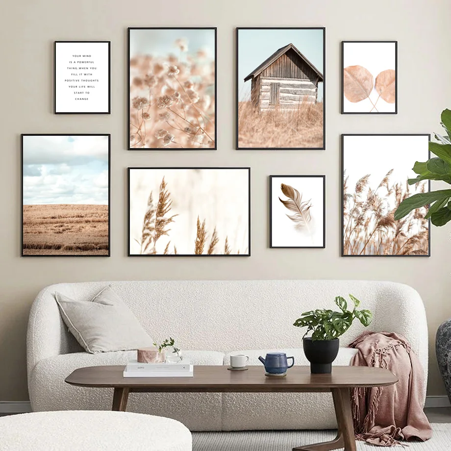 Wall-Art-Canvas-Painting-Beige-Reed-Cotton-Plant-Leaves-Nordic-Posters-And-Prints-Landscape-Wall-Pictures (2)