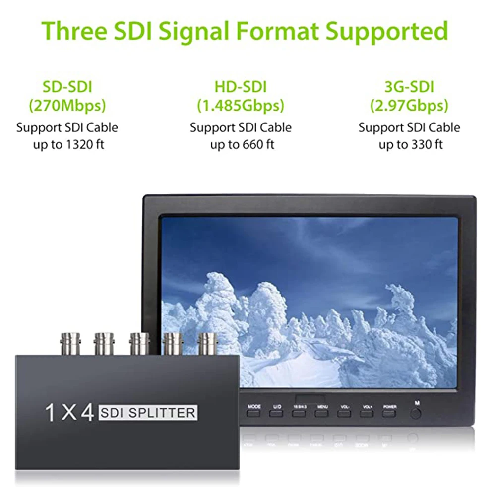 SDI Splitter 1x4 3G-SDI HD-SDI SD-SD 1 In 4 Out Multimedia Split SDI Extender Adapter Unterstützung 1080P TV Video Für Projektor