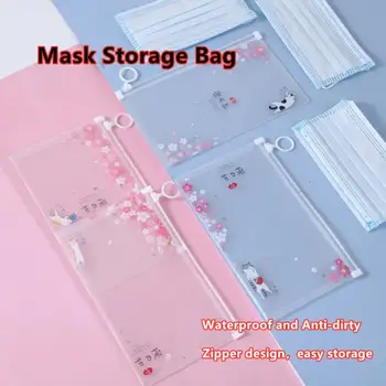 

5 Styles Portable Face Mask Storage Bag Anti-dirty Waterproof Lovely Durable Zipper Face Mask Storage Case Kids Adult Organizer