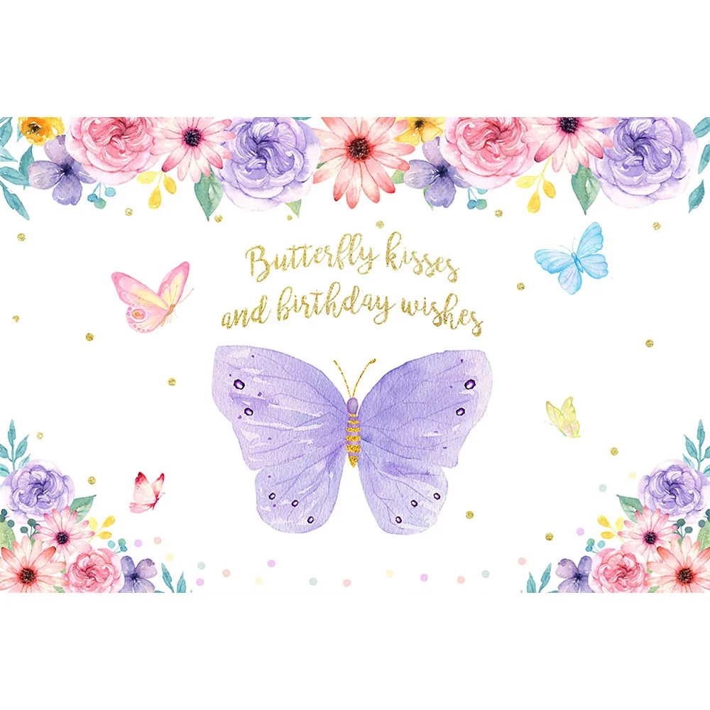 Butterfly Backdrop Birthday Butterfly Kisses and Birthday Wishes Custom