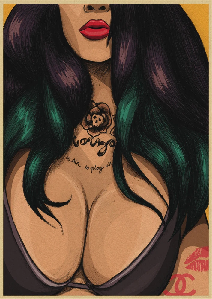Сексуальная девушка плакат Домашний номер стикер стены крафт-бумага плакаты и принты художественный Декор стены