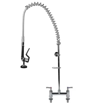 

Contemporary Restaurant Bathroom Toilet Kitchen Pre-Rinse Faucet Spray Arm Twin Pedestal Hot And Cold Water Tap Faucet 2019 NEW