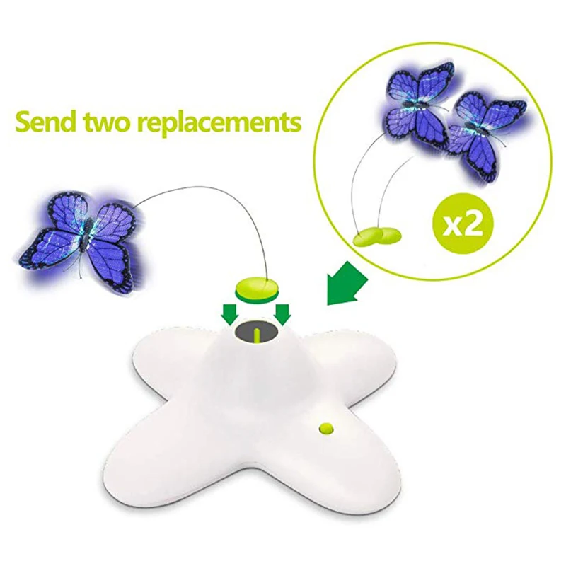 Interactive Cat Butterfly Toy with Two Replacement Spinner Butterflies Toy Funny Cat Scratch Toys Dog Trainning Pet Toys