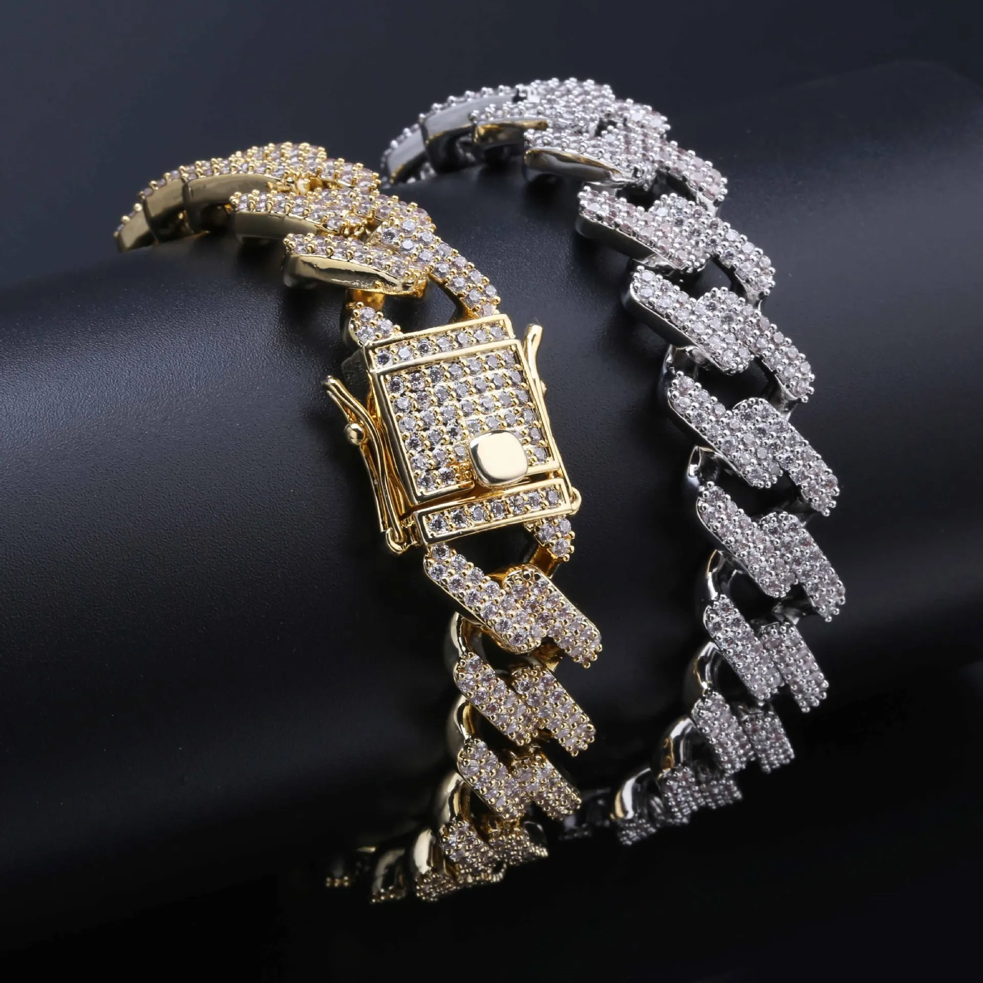 

EBay Amazon Cross Border for Hiphop Hip Hop Cuba Charm Micro Studded Zircon Bar-shaped Men Bracelets