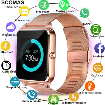 

SCOMAS Bluetooth Call Smart Watch Men Women Heart Rate Monitor Smartwatch With Sim Card Slot Push Message Smart bracelet Z60