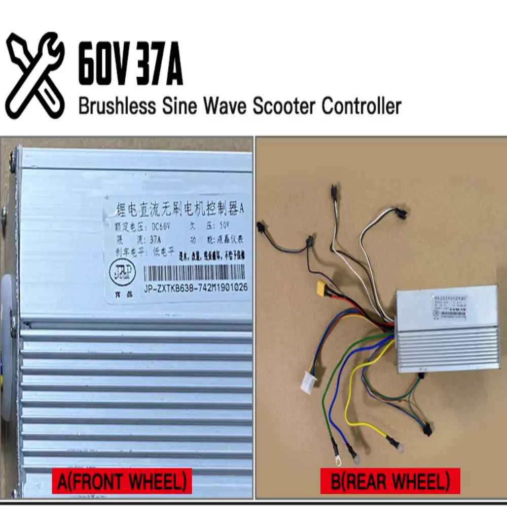 

Electric 60V Electric Bicycle E-bike Scooter Kit Brushless DC Motor Speed 60V 37Amps Controller