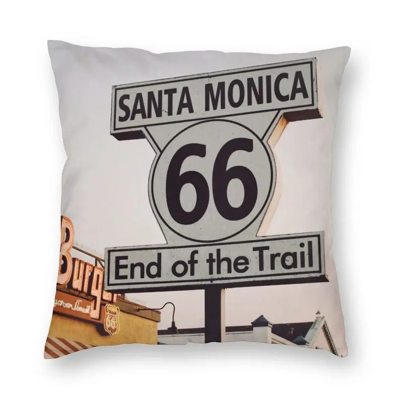 

Route 66 End Of The Trail Cushion Cover 40x40 Decoration Printing USA Highway Throw Pillow for Living Room Decorative Cushion