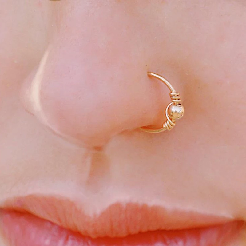 Real Piercing Nose Ring Handmade Gold Filled/925 Silver Jewelry Punk