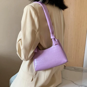 

vintage alligator pattern Armpit baguette bag women clutch purses top handle bags ladies designer handbags