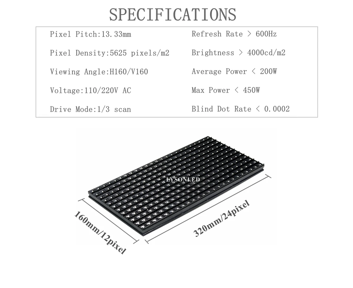 P13.33 открытый SMD RGB Светодиодный Дисплей Панель 24*12 Пиксели рекламы анимации