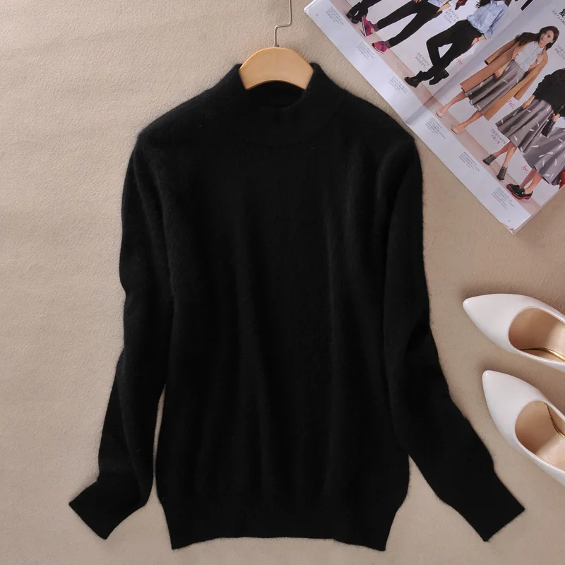 2019 Autumn Sweaters Turtleneck Women Winter Clothes Leisure Cashmere Knitwear Sweater Thick Knitted Shirt Tops Sweaters Black