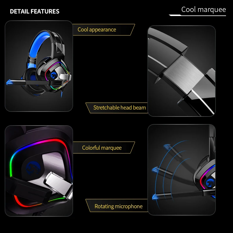 PS4 Gaming Headphones Professional Led Light 4D Stereo Gaming Headsets with Microphone for Xbox One Laptop Computer Tablet Gamer