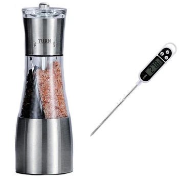 

1 Pcs Digital Food Thermometer Kitchen Oven Bbq & 1 Pcs Mills Manual Salt Pepper Mill Seasoning Kitchen Tools