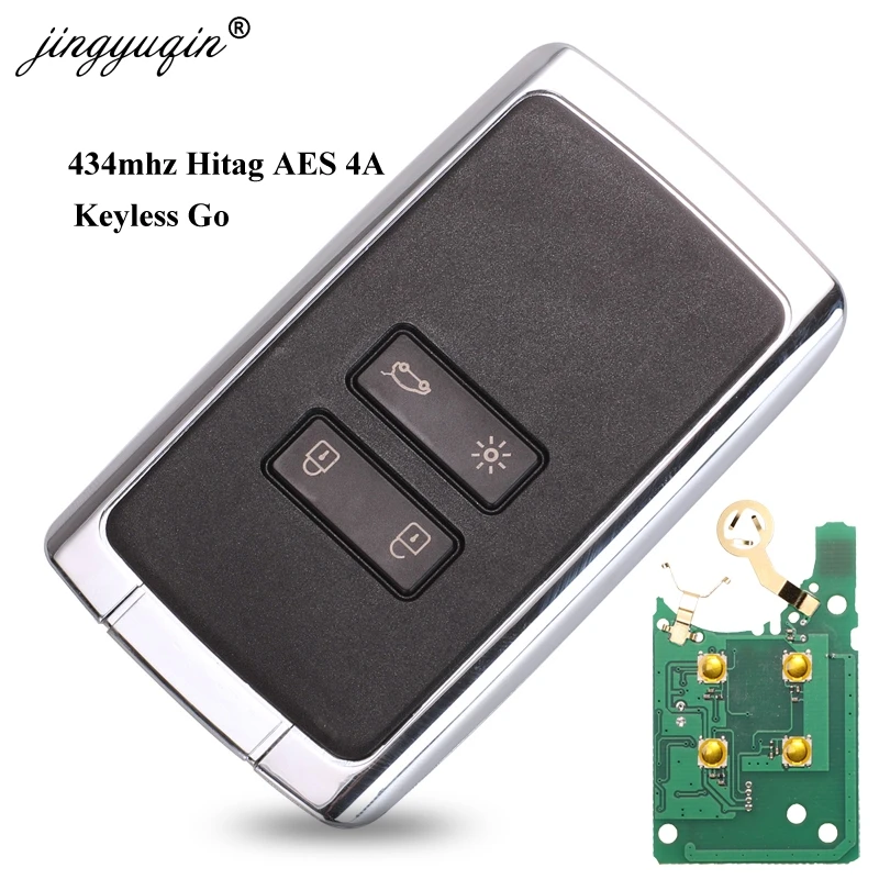 Умный дистанционный ключ jingyuqin 4BTN 434 МГц Hitag AES 4A pcf7953M для Renault Megane 4 Talisman Kadjar Espace 5
