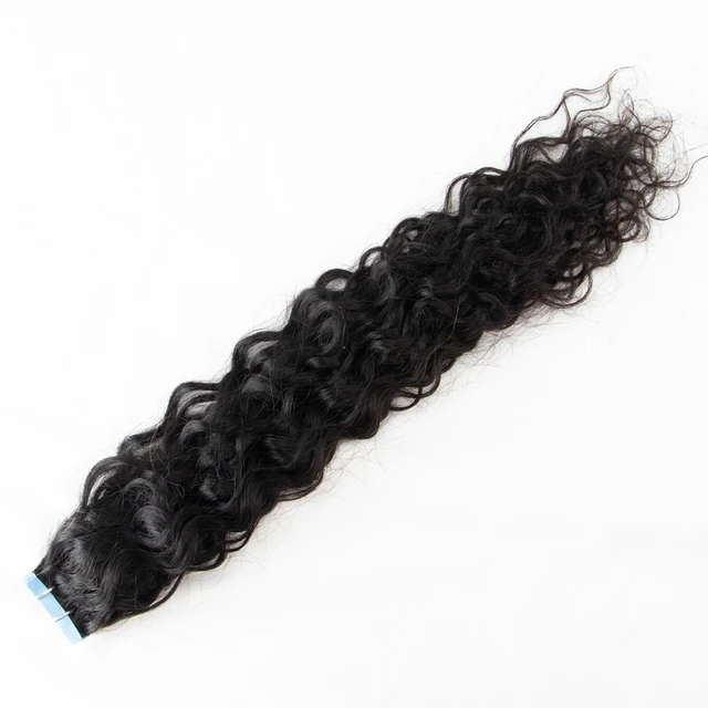 Tape in Hair Extensions Water Wave For Black Women Body Wave 100% Human Hair Adhesive Invisible Black Hair Wet and Wavy Water Wave