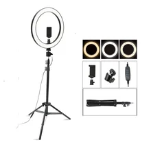 26 cm/10 inch led selfie 링 라이트 디 밍이 가능한 led 링 램프 사진 비디오 카메라 전화 라이트 ringlight 라이브 유튜브 채우기 라이트(China)