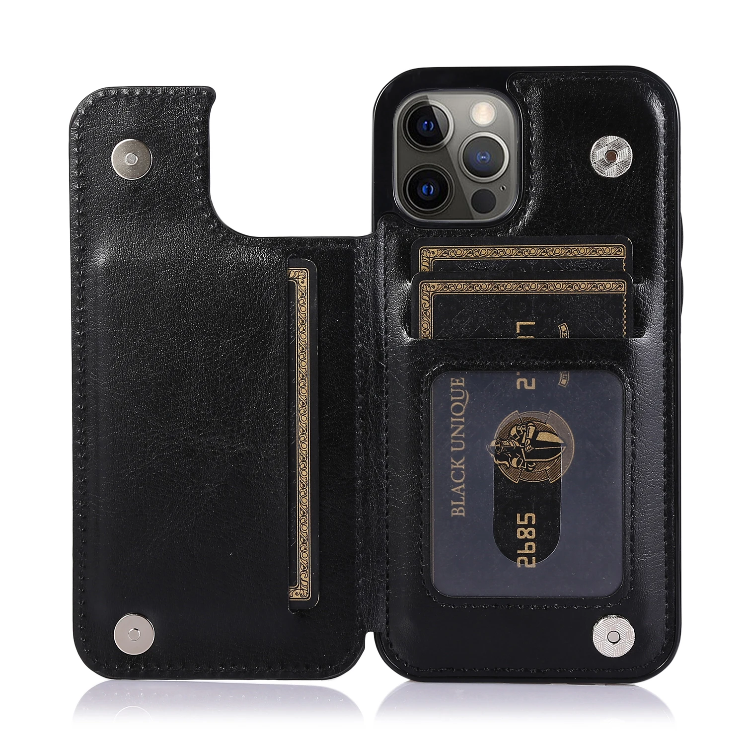 Custodia in pelle di lusso sottile per iPhone 11 12 mini Pro XR XS Max X 6 6s 7 8 Plus 5 5S SE Portafoglio con slot per carte Antiurto Fl_voghion.com