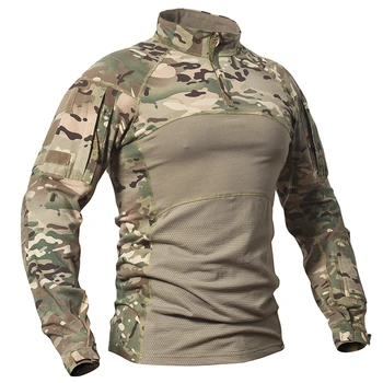 

Gear Military Tactical Shirt Men Camouflage Army Long Sleeve T Shirt Multicam Cotton Combat Shirts Camo Paintball T-Shirt