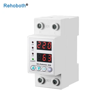 

60A 230V Din rail adjustable over voltage and under voltage protective device protector relay with over current protection