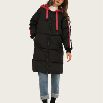 

Winter Coat Women Jacket Hooded Thick Plus Size Bread Clothes Cotton Coats Casual Fashion Black Long Over Knees Cotton Jackets