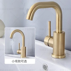 Bathroom Faucet Brushed Gold Bathroom Basin Faucet Cold And Hot Sink Mixer Sink Tap Single Handle Deck Mounted Water Tap