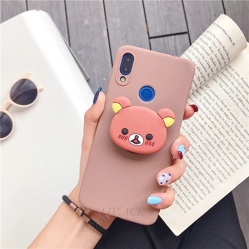 coffee case qx bear 3D силиконовый чехол для мобильного телефона с изображением персонажа мультфильмов держатель чехол для samsung galaxy m30s m40 m30 m20 m10 a30s a50s a20s a10s a20e a10e милый чехол-подставка - Цвет: coffee case qx bear