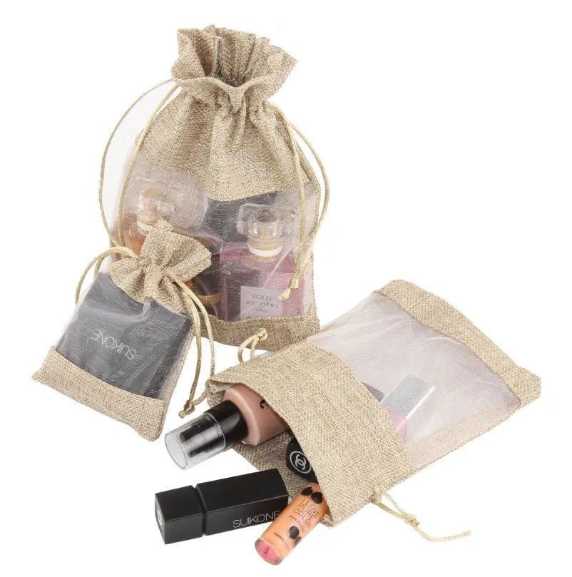 Flax Organza Gift Packaging Bag 15x22cm(6&quotx8.5&quot) pack of 24 Party Candy Sack Linen Jute Drawstring Pouch | Дом и сад