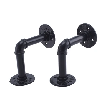 

2pcs/set Household Pipe Shelf Bracket Home Decor Iron Shelf Holders Wood Board Rack Industry Style Wall Bracket Flange Pipe