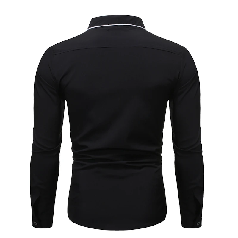 Мужская Повседневная рубашка Slim Fit Мужская Повседневная рубашка на пуговицах с длинным рукавом официальные сорочки мужская одежда
