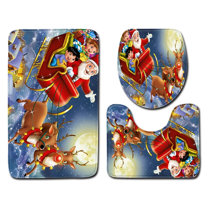 Zeegle Chirsmas коврик для ванной, коврик для ванной, коврик для душевой комнаты, напольный коврик, крышка для унитаза, фланелевый коврик для ванной с эффектом памяти