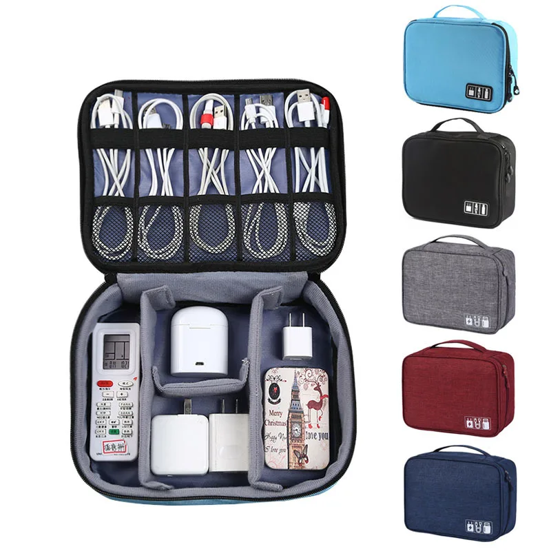 Bolsa de almacenamiento para dispositivos electrónicos, organizador de energía portátil con Cable Digital USB, accesorios de viaje, resistente al agua