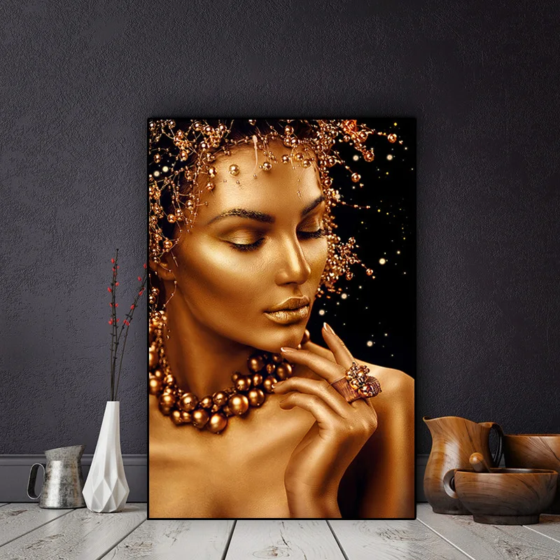 Картина маслом на холсте Девушка черно Золотая|Рисование и каллиграфия| |