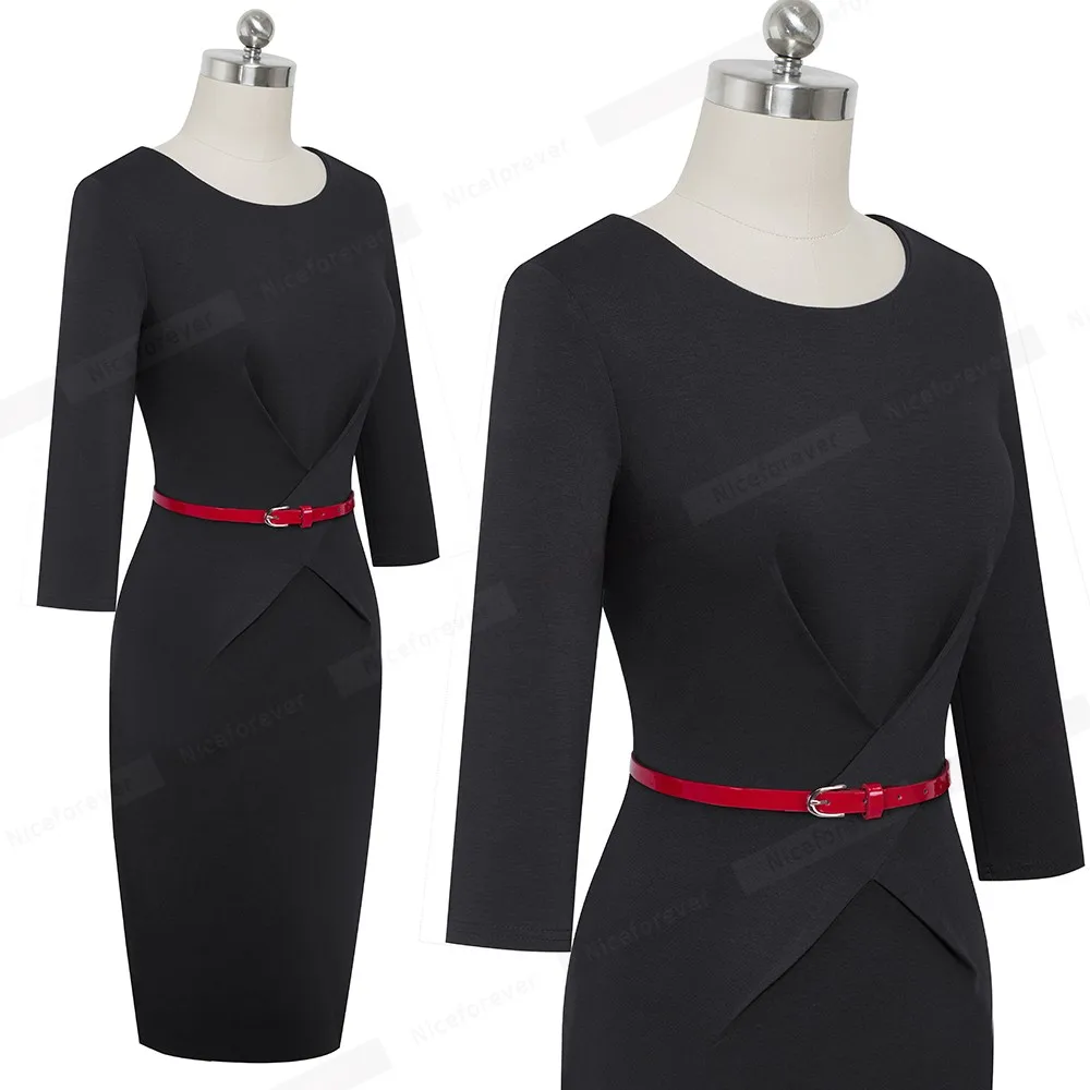Хорошее-forever элегантное короткое однотонное офисное платье vestidos деловые вечерние женские облегающее осеннее платье B552