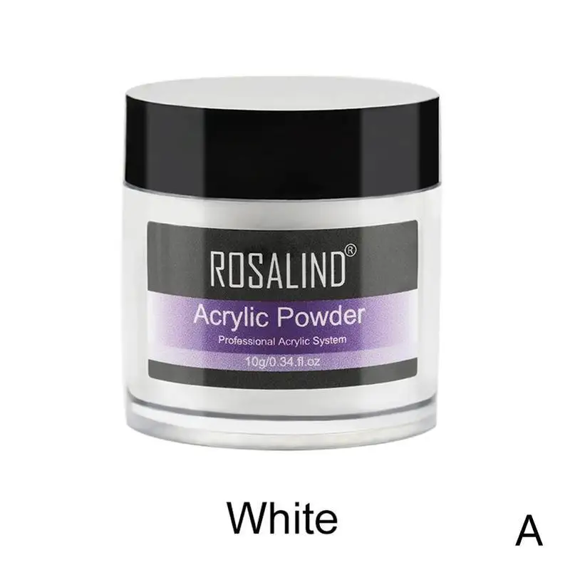 Акриловый порошок ROSALIND, полигель для лака для ногтей, украшения для ногтей, набор для маникюра с кристаллами, профессиональные аксессуары для ногтей - Цвет: White