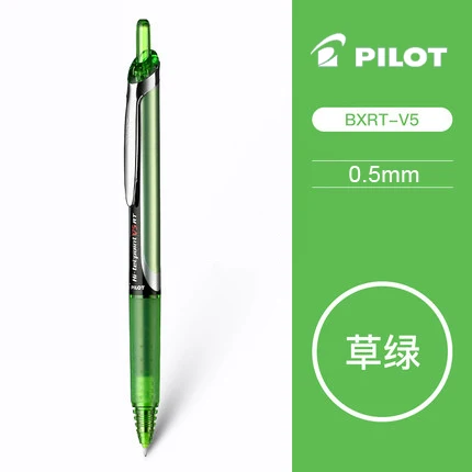 Grass green 12 шт гелевая ручка пилота цвета BXRT-V5 0,5 мм игольчатая трубка перо прессования структура быстросохнущая ручка подписи на водной основе - Цвет: Grass green