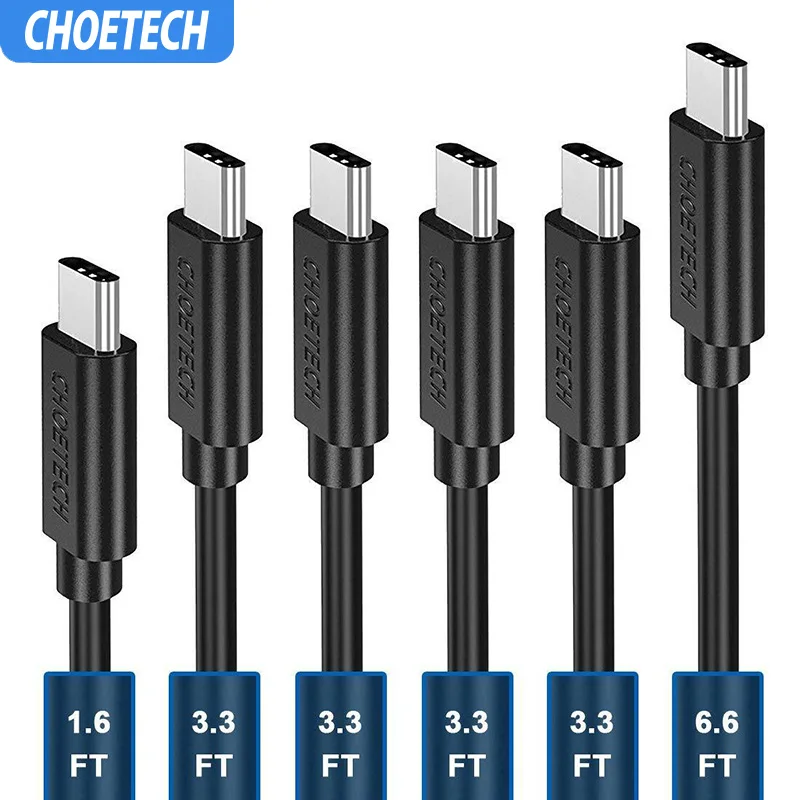 CHOETECH 6 шт. кабель-Переходник USB C на USB C кабель быстрого зарядного устройства совместимый для Redmi K20 Note 7 QC 3,0 Быстрая зарядка кабель typec для S9 USB-C провода