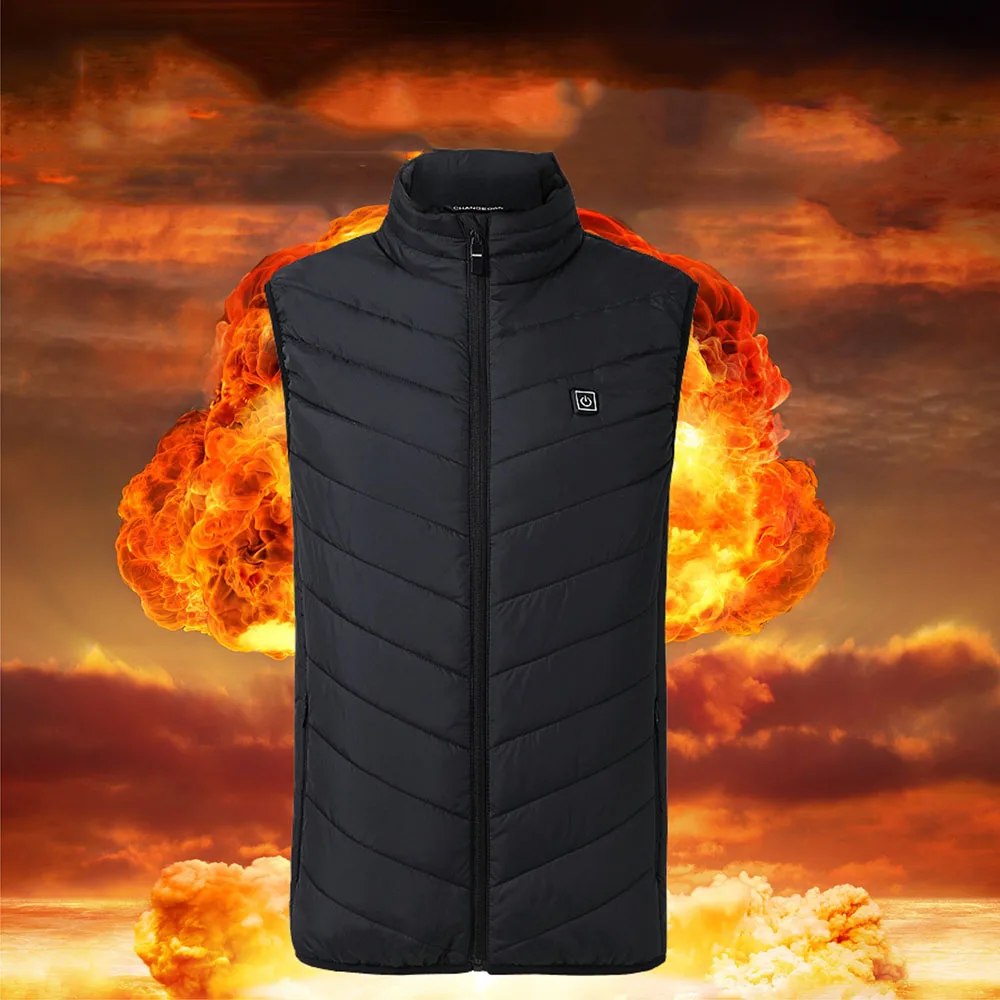 

Men Winter Thick USB Heating Cotton Vest Outdoor Sleeveless Windbreaker Hiking Camping Trekking Climbing Fishing Jackets