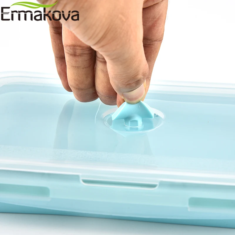 Silicone Heat-Resistant Folding Food Storage Container Box Collapsible Lunch Box Bento with Airtight Plastic Lid kitchen storage box food storage container food storage box