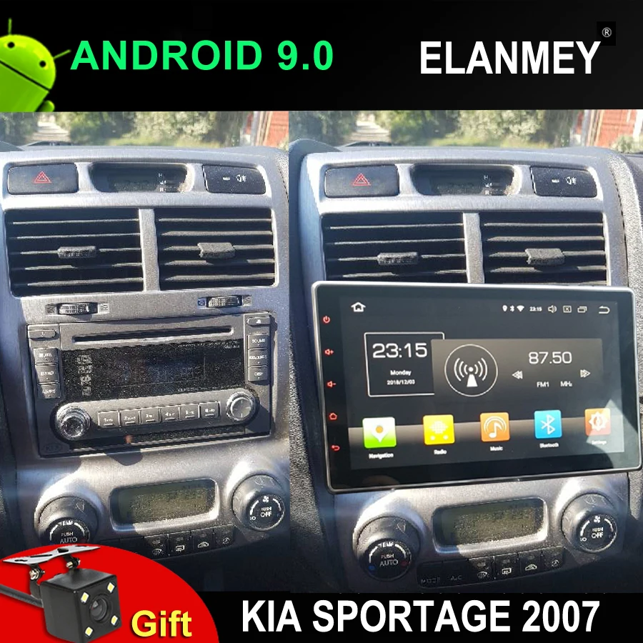 ELANMEY Премиум Автомобильный gps навигатор для Kia Sportage 2007 автомобиль радио Восьмиядерный android 9,0 Автомобильный мультимедийный, включающим в себя гарнитуру блютус и флеш-накопитель USB головное устройство